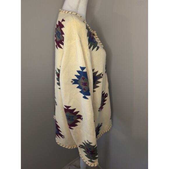CJ Banks Vintage Aztec southwestern embroidered yellow sweater 3X - Picture 4 of 9